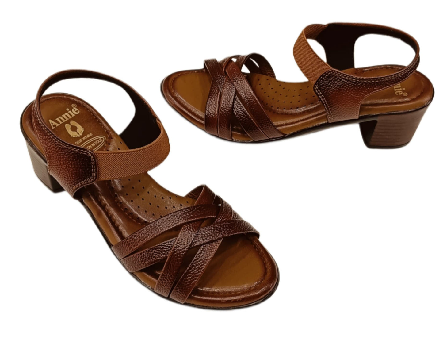 Annie Criss-Cross Strap Block Heel (8055)