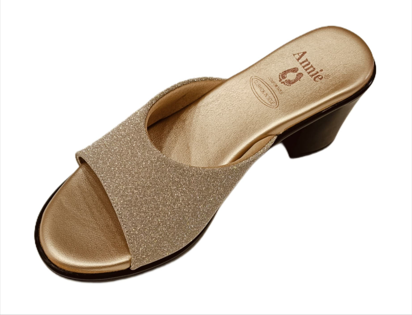 Annie Rose Gold Glitter Block Heels (14037)