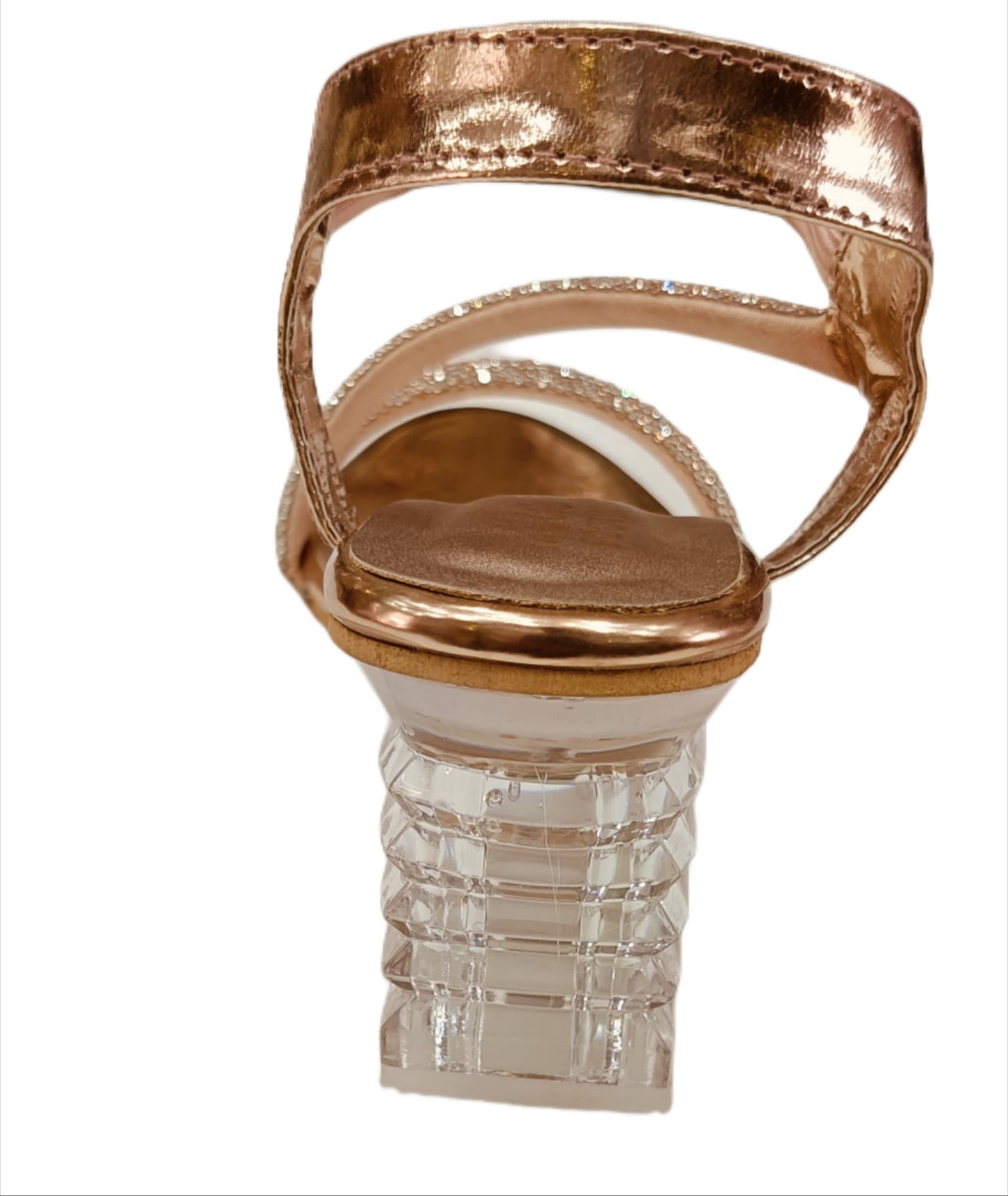 Elegant Pearl-Embellished Strappy Sandals with Transparent Block Heel (LS-075)