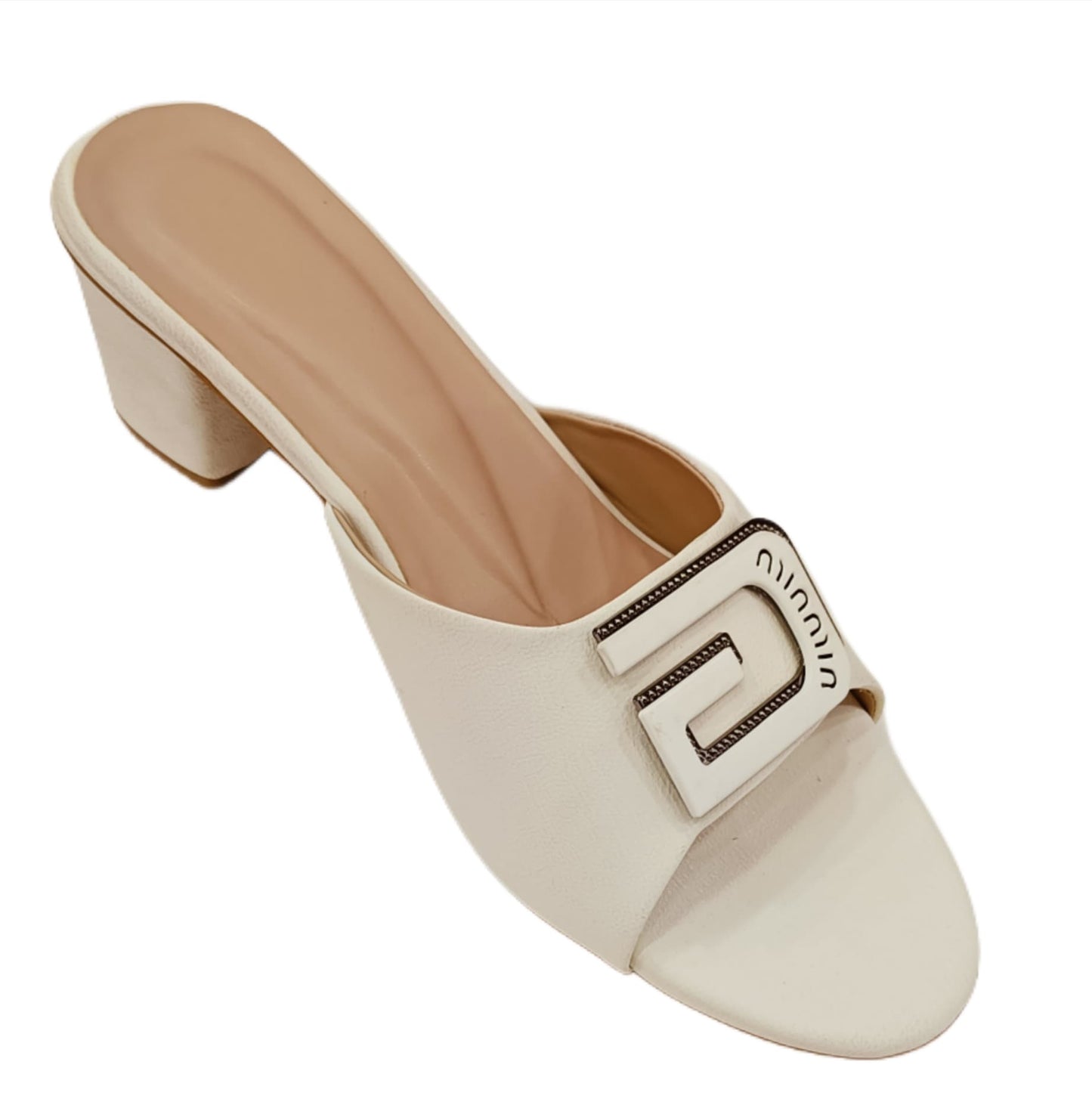 Elegant  Block Heel Mules with Decorative Buckle (Velveera LC-184)
