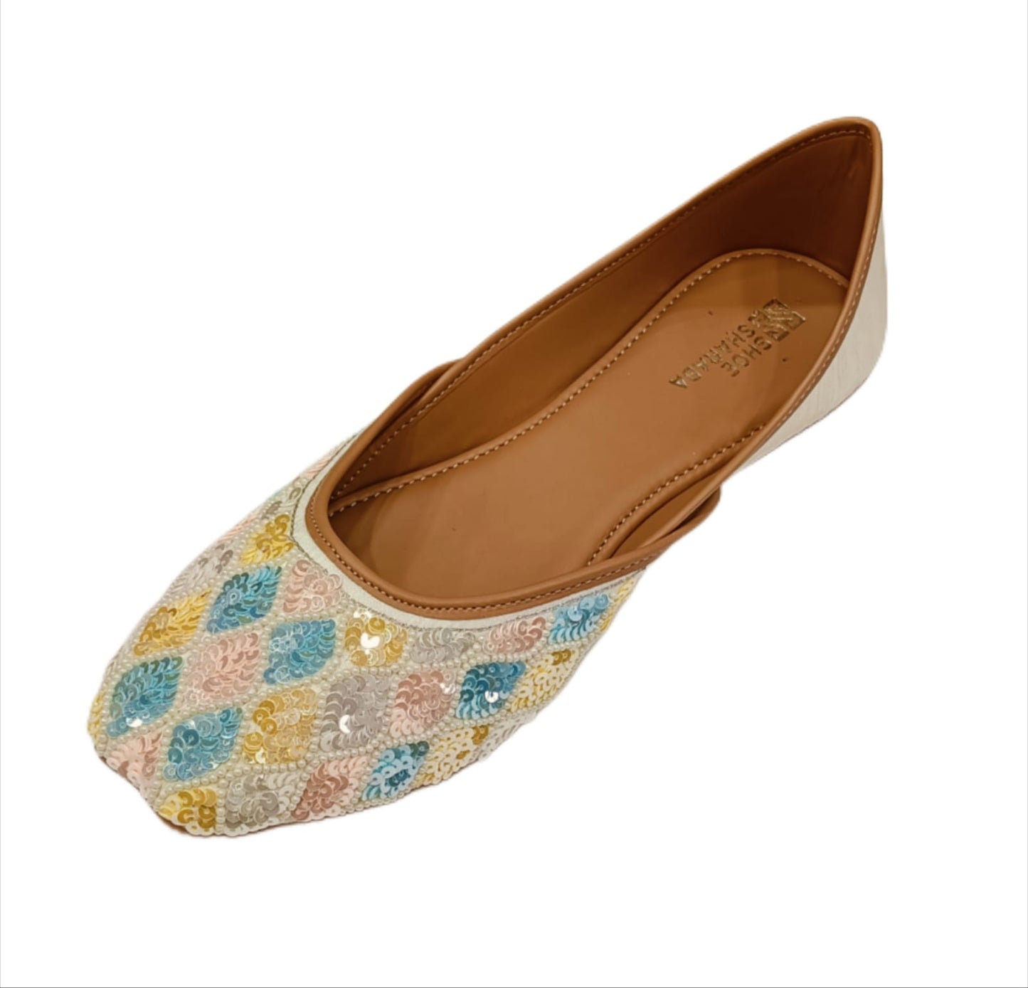 Pastel Multicolour Sequin Embroidered Jutti for Women – Ethnic Handcrafted Footwear (LJ-K21)