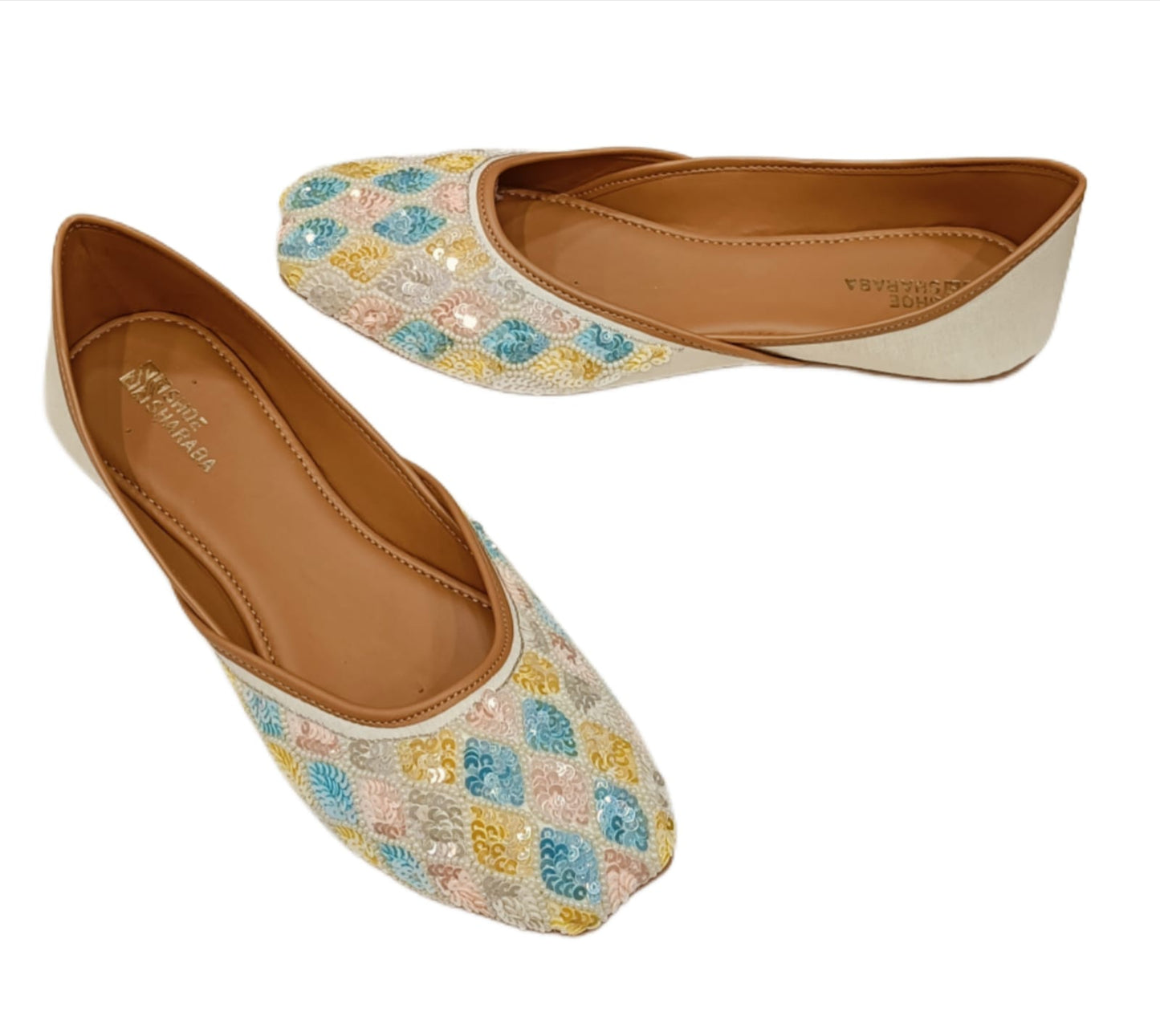 Pastel Multicolour Sequin Embroidered Jutti for Women – Ethnic Handcrafted Footwear (LJ-K21)