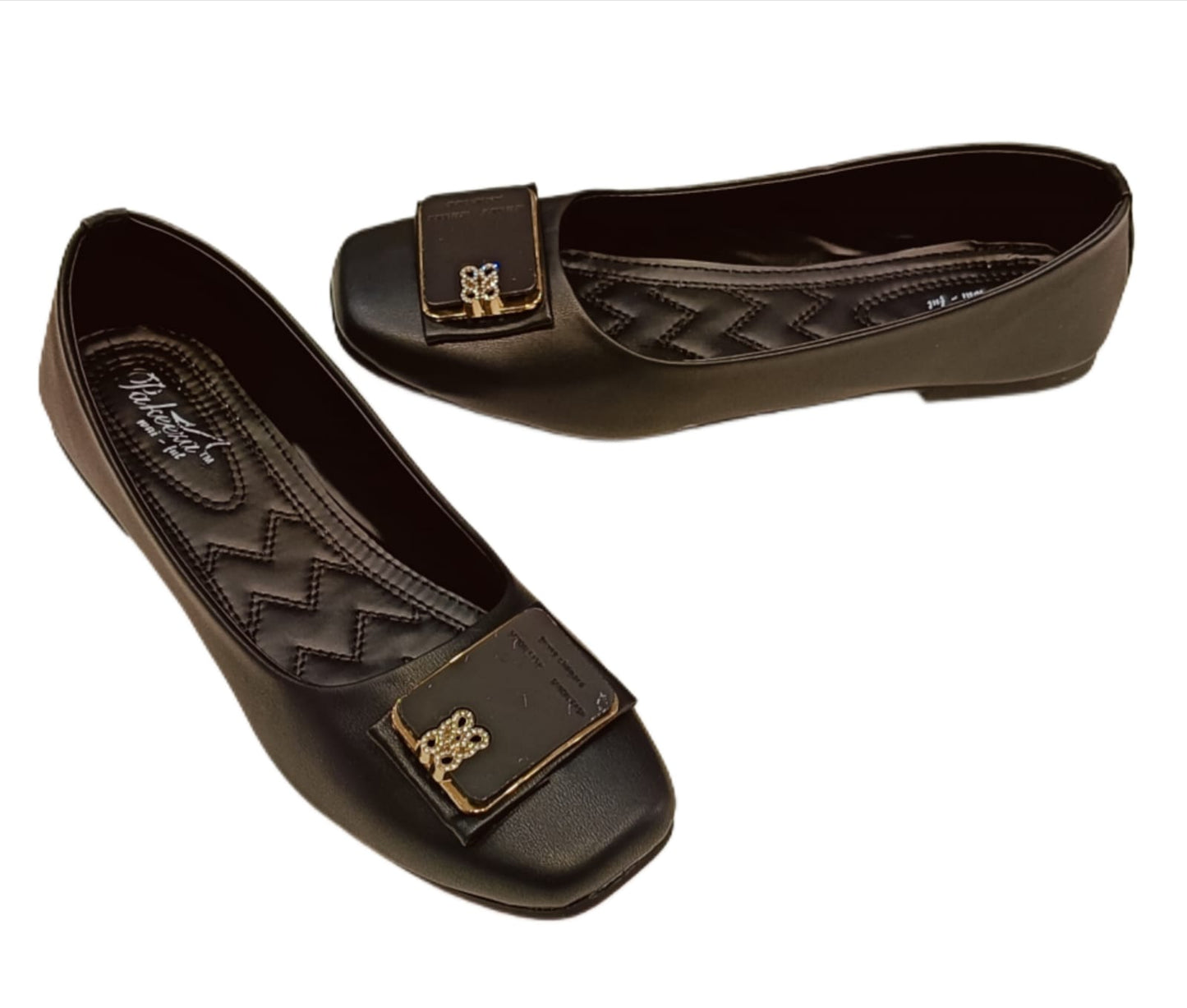 Premium Square Toe Ballerina Flats with Crystal Buckle for Women (LB-2006)