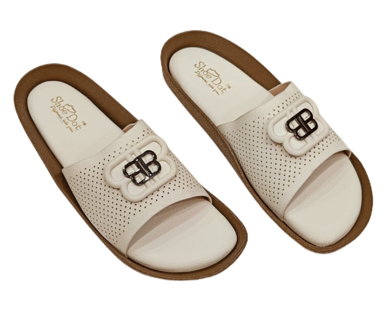 Women’s Premium Perforated Comfort Slides – Stylish Open-Toe Slip-Ons with Designer Buckle (LC-2008)