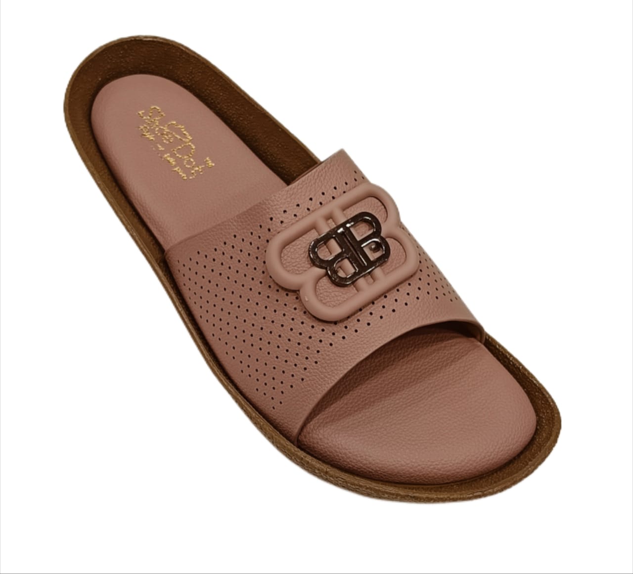 Women’s Premium Perforated Comfort Slides – Stylish Open-Toe Slip-Ons with Designer Buckle (LC-2008)