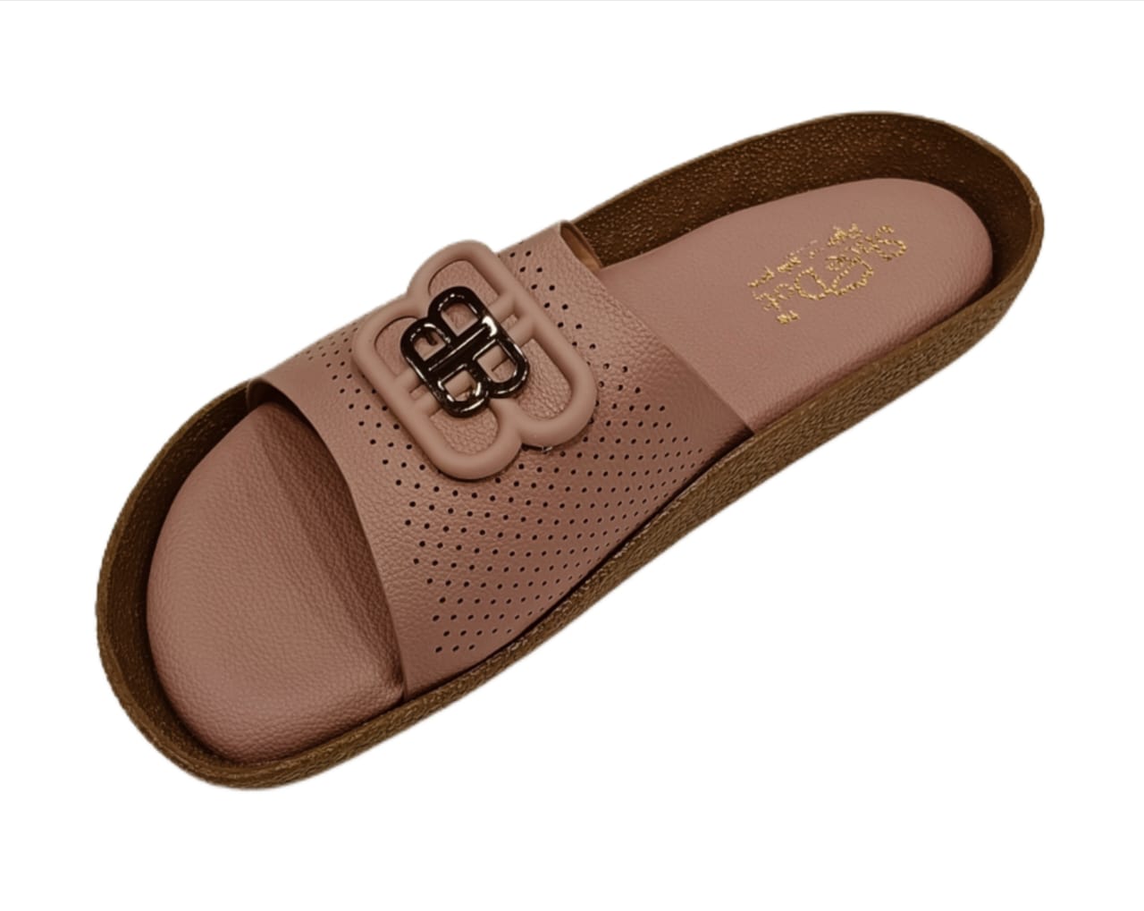 Women’s Premium Perforated Comfort Slides – Stylish Open-Toe Slip-Ons with Designer Buckle (LC-2008)