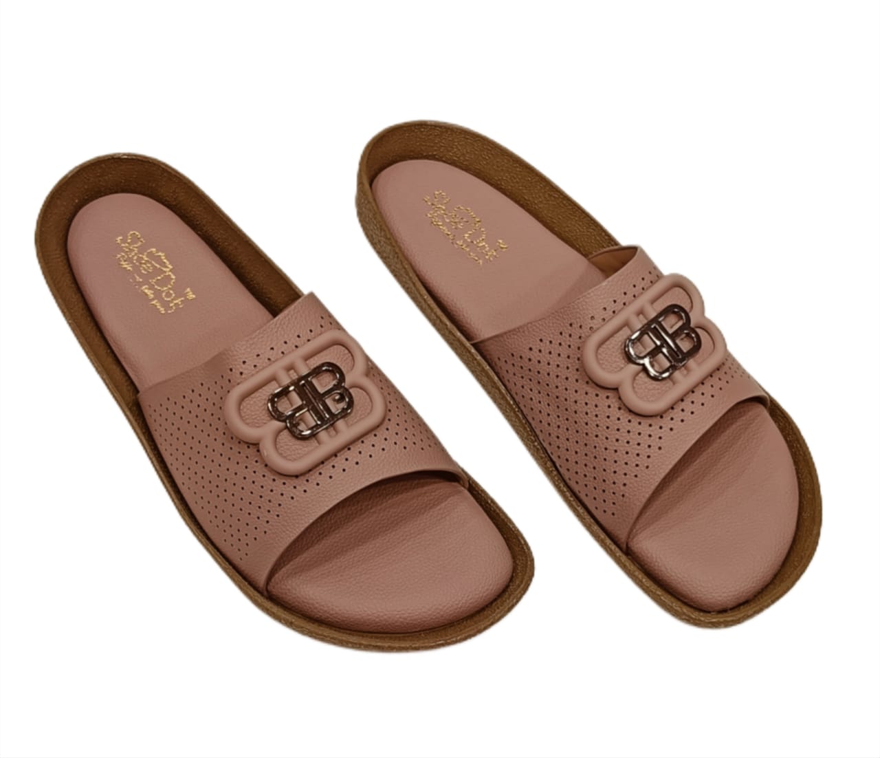 Women’s Premium Perforated Comfort Slides – Stylish Open-Toe Slip-Ons with Designer Buckle (LC-2008)