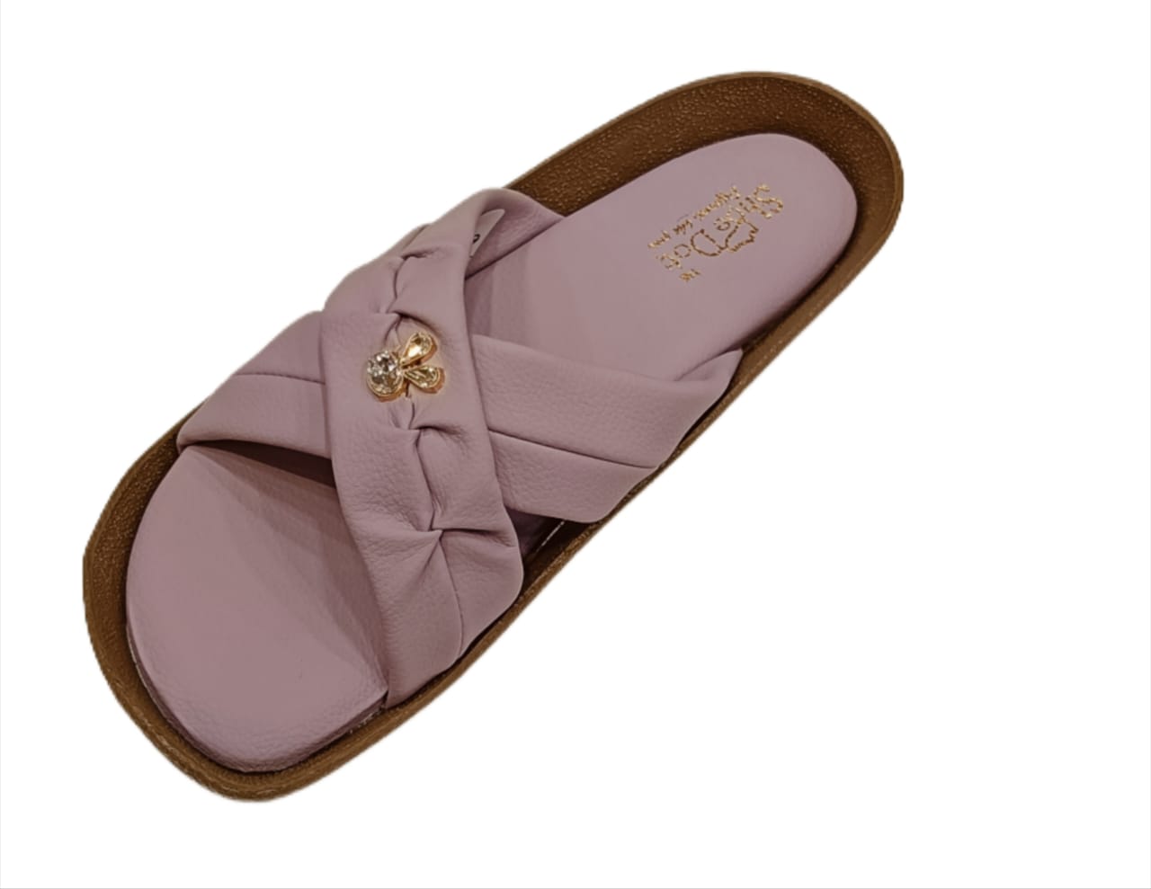 Women’s Elegant Cross-Strap Slides – Soft Cushion Slip-Ons with Bunny Charm Detail (LC-2009)