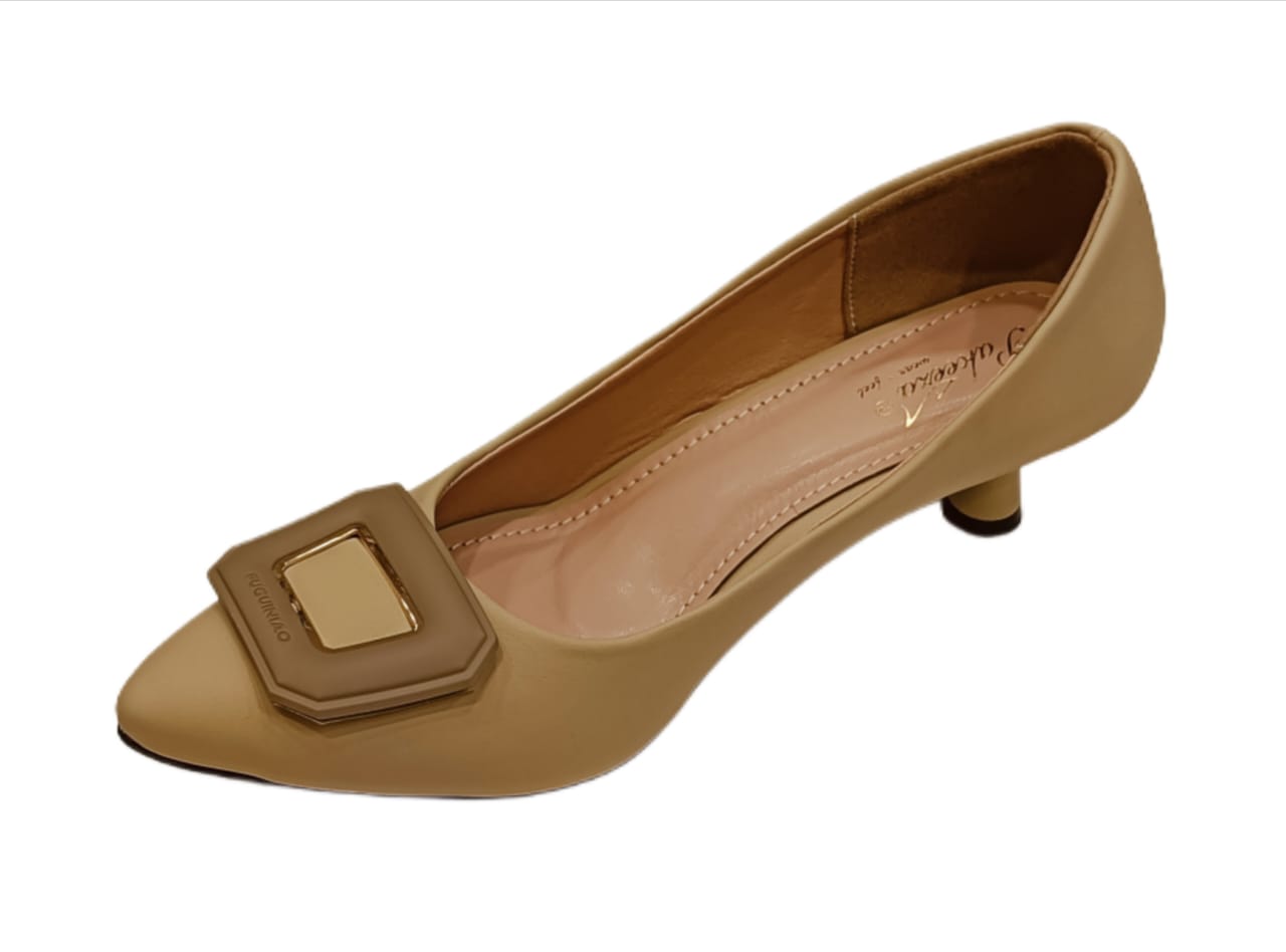 Women’s Pointed Toe Low Heel Pumps – Elegant Slip-On Office & Party Wear with Designer Buckle (LB-CL70)