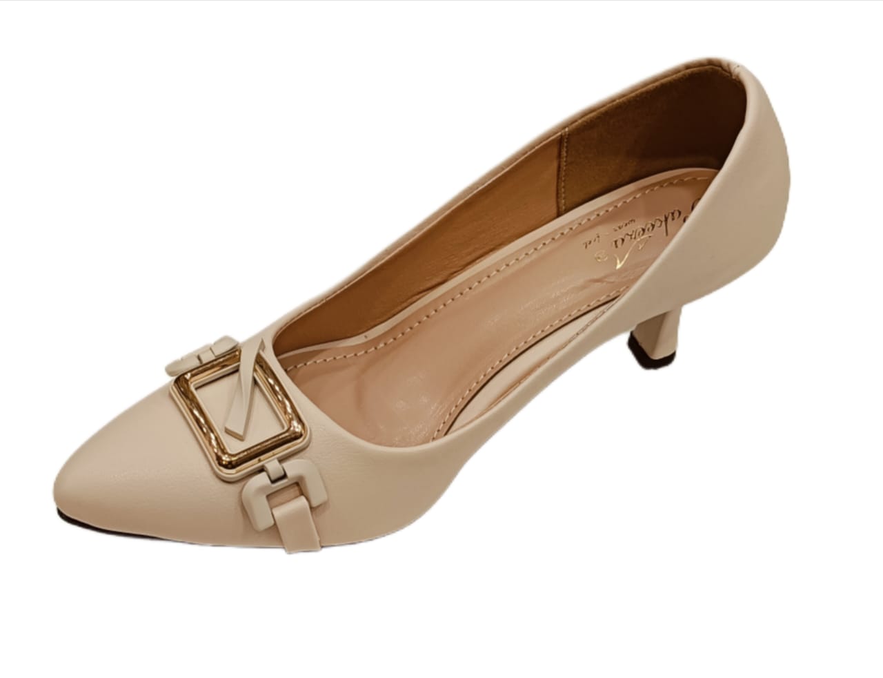 Elegant Buckle Design Pointed Toe Kitten Heels for Women (LB-CL71)