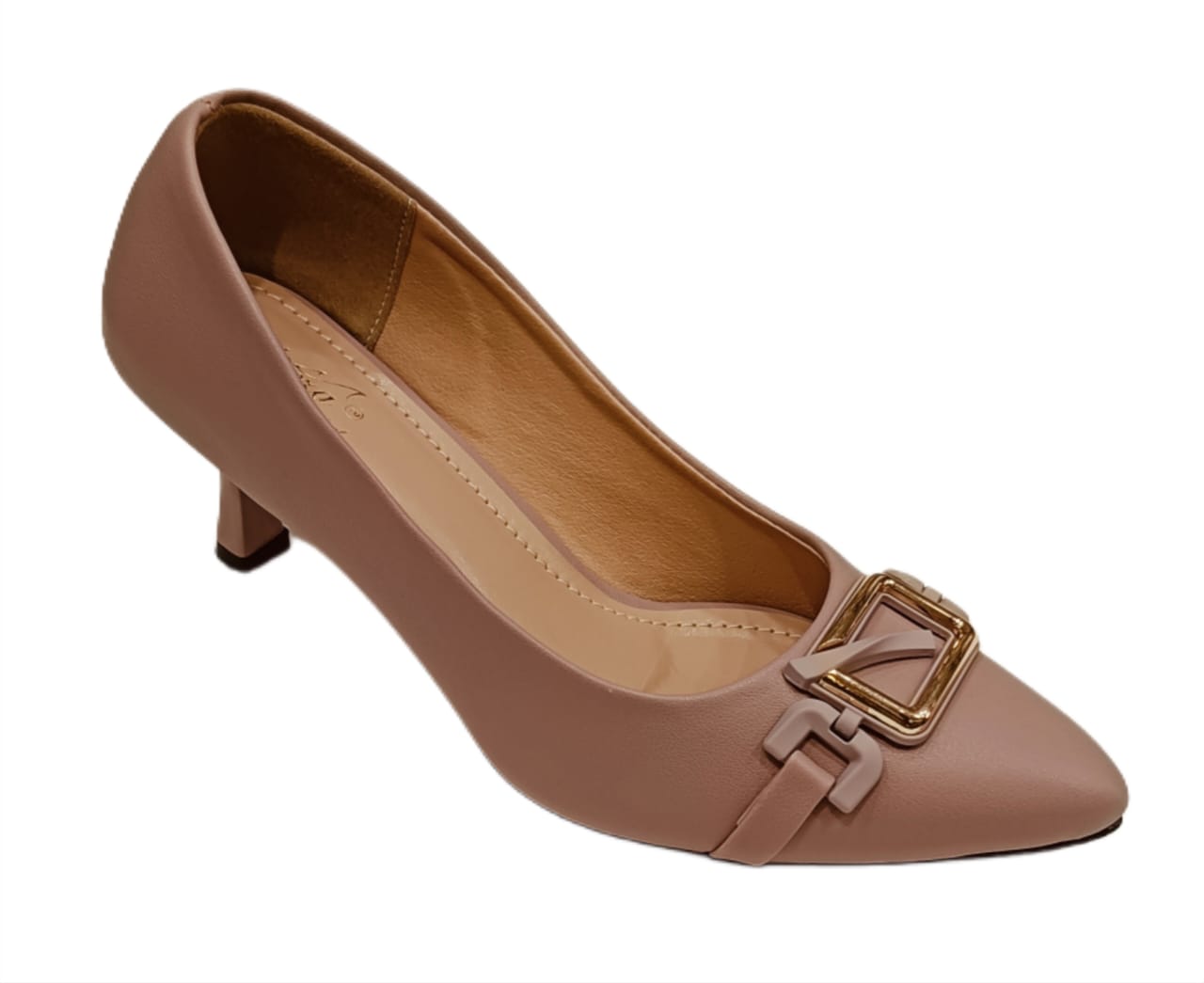 Elegant Buckle Design Pointed Toe Kitten Heels for Women (LB-CL71)