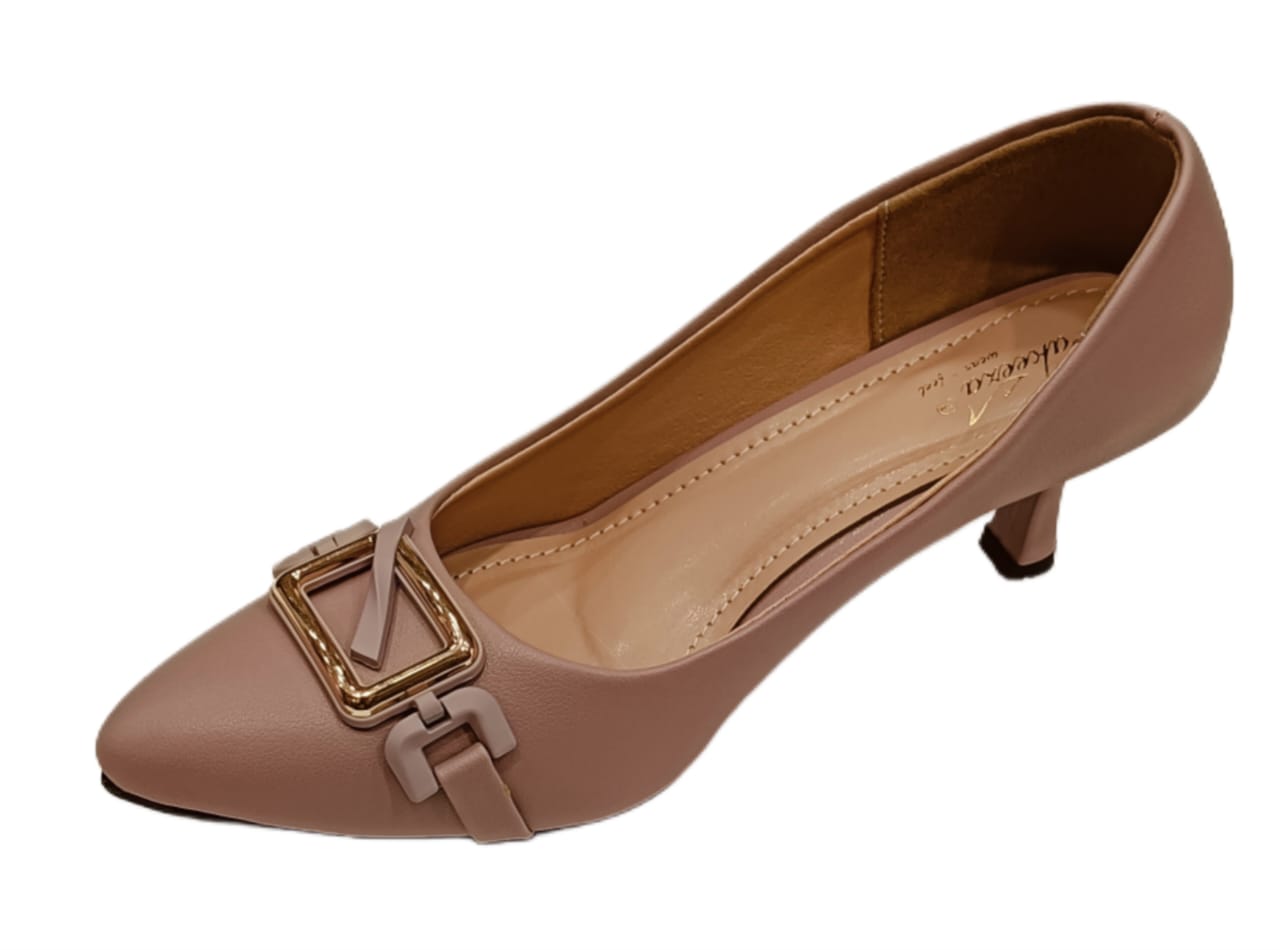 Elegant Buckle Design Pointed Toe Kitten Heels for Women (LB-CL71)