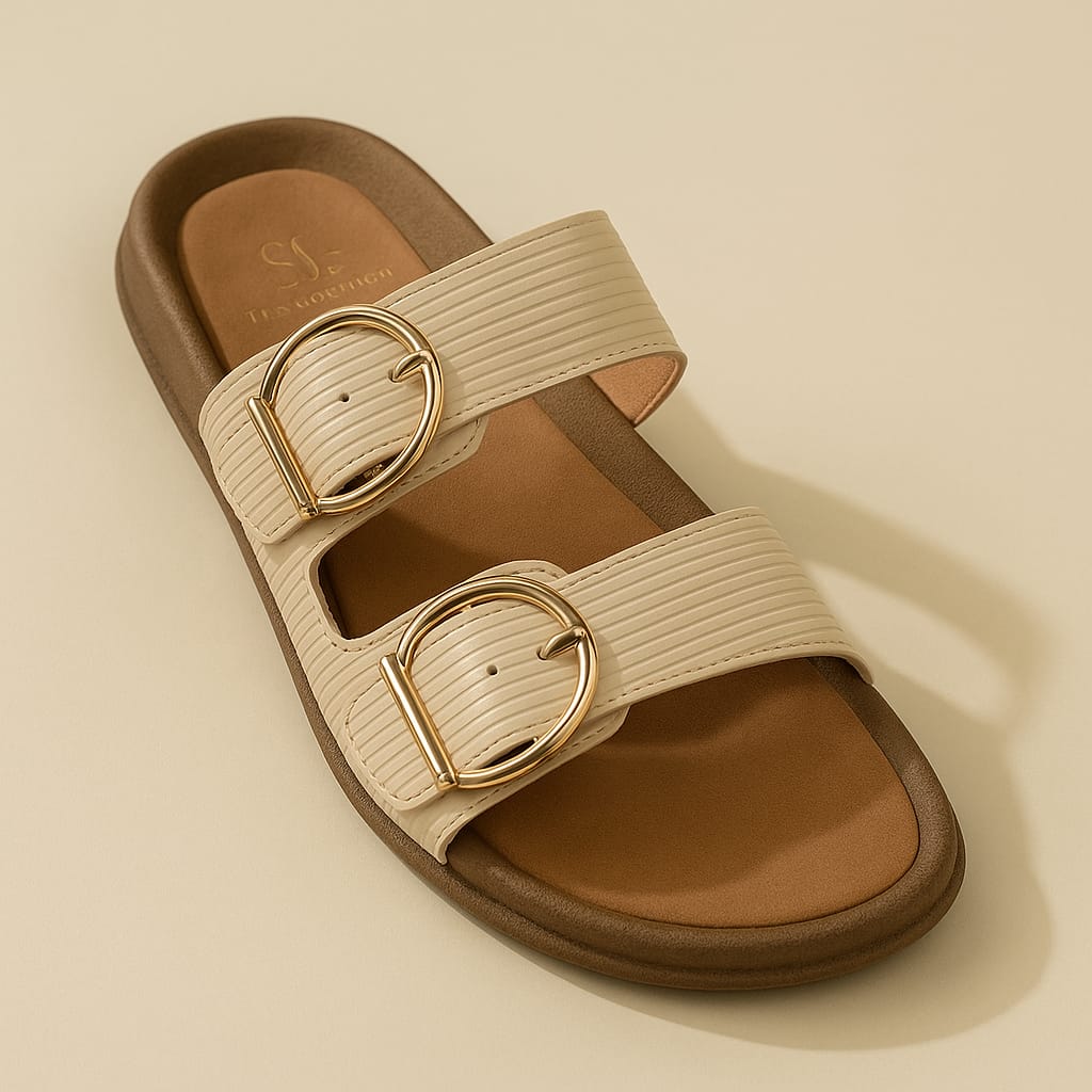 Women’s Double Buckle Comfort Slides – Soft Sole & Chic Design (D1741)