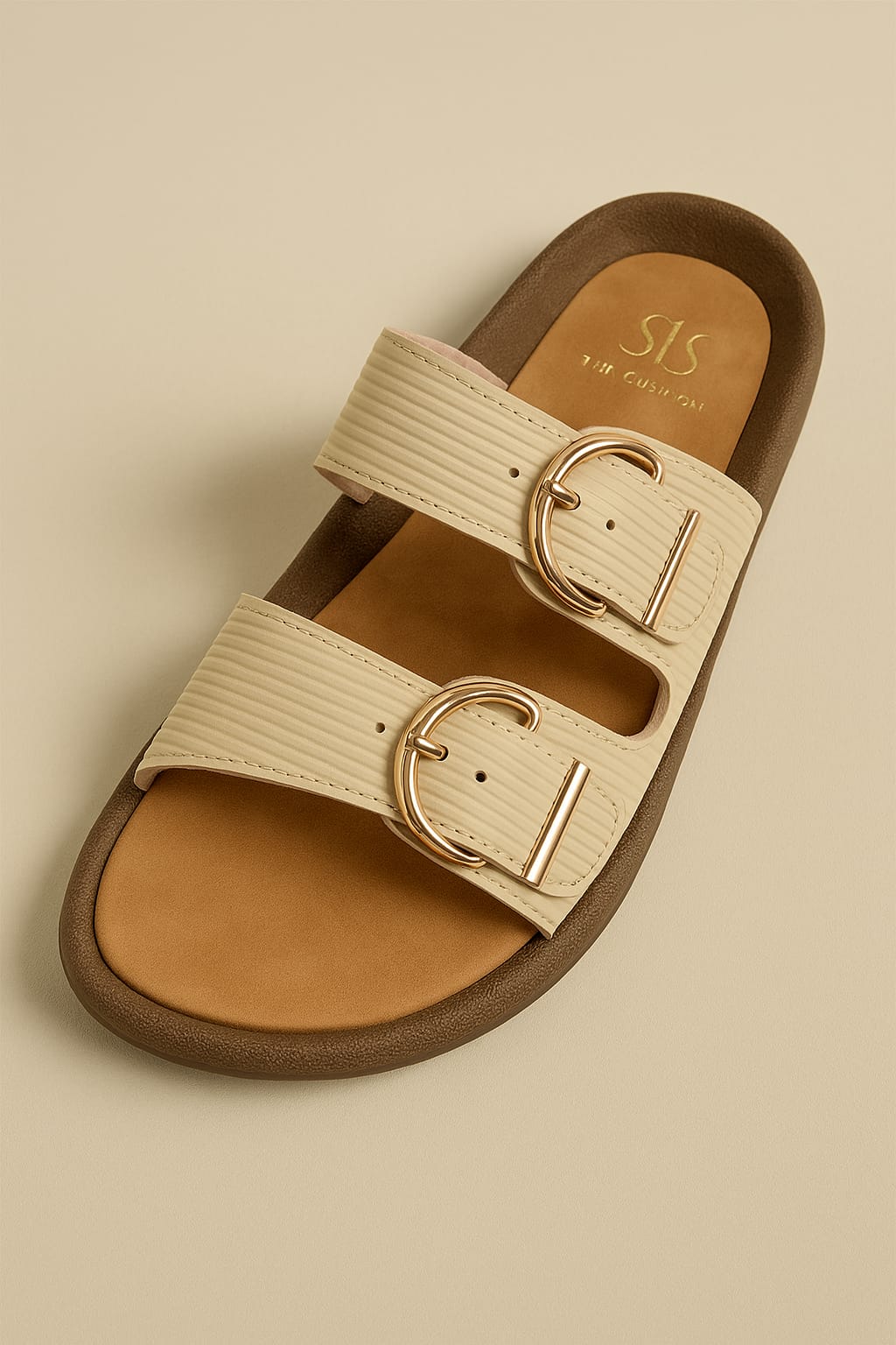 Women’s Double Buckle Comfort Slides – Soft Sole & Chic Design (D1741)