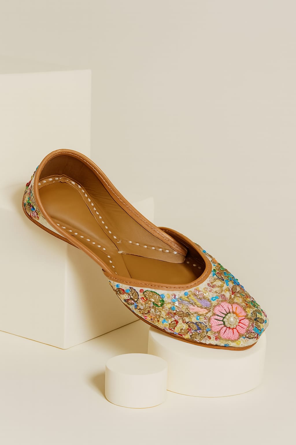 Floral Enchantment Hand-Embroidered Designer Jutti  (10056)