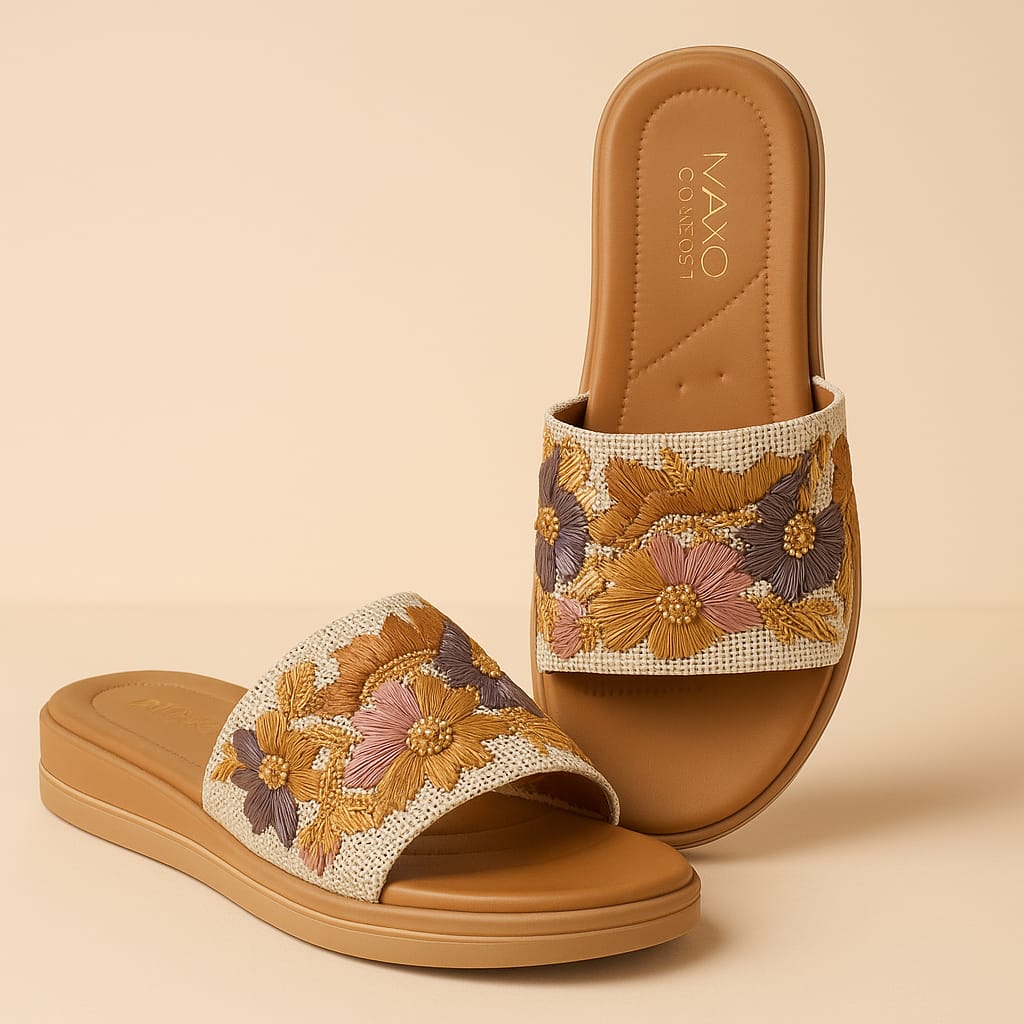 Mayo Comfort Women's Embroidered Slip-On Flats – Floral Ethnic Collection (1002)