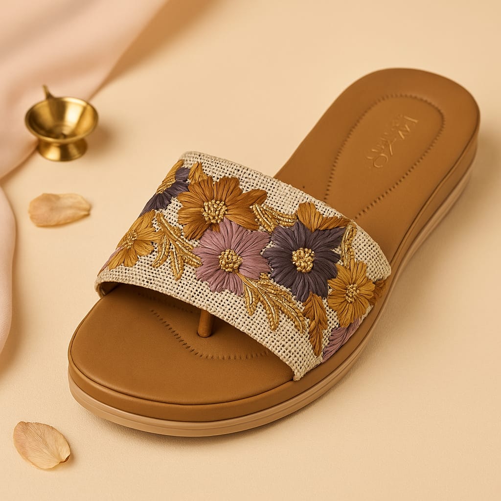 Mayo Comfort Women's Embroidered Slip-On Flats – Floral Ethnic Collection (1002)