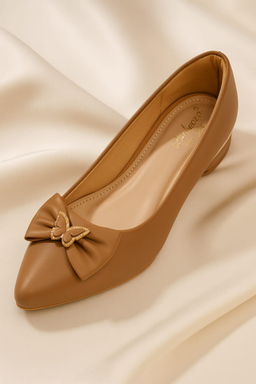 Elegant Butterfly Bow Pointed Toe Flats for Women – Stylish & Comfortable Office and Party Wear (LB-2003)