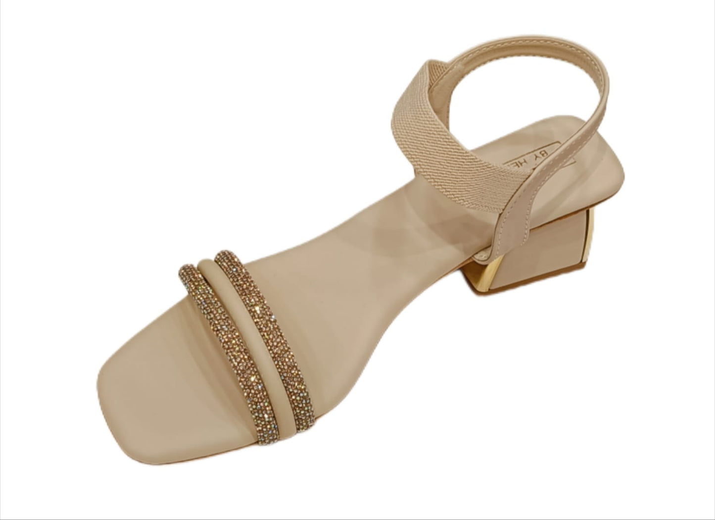 Mac by Hello Women’s Block Heel Sandals with Dual Crystal Strap (LC-536)