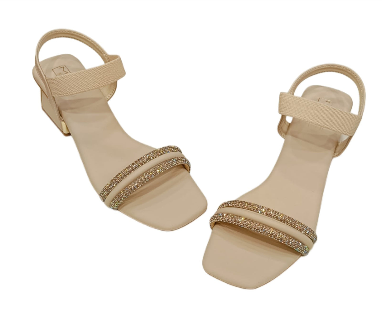 Mac by Hello Women’s Block Heel Sandals with Dual Crystal Strap (LC-536)