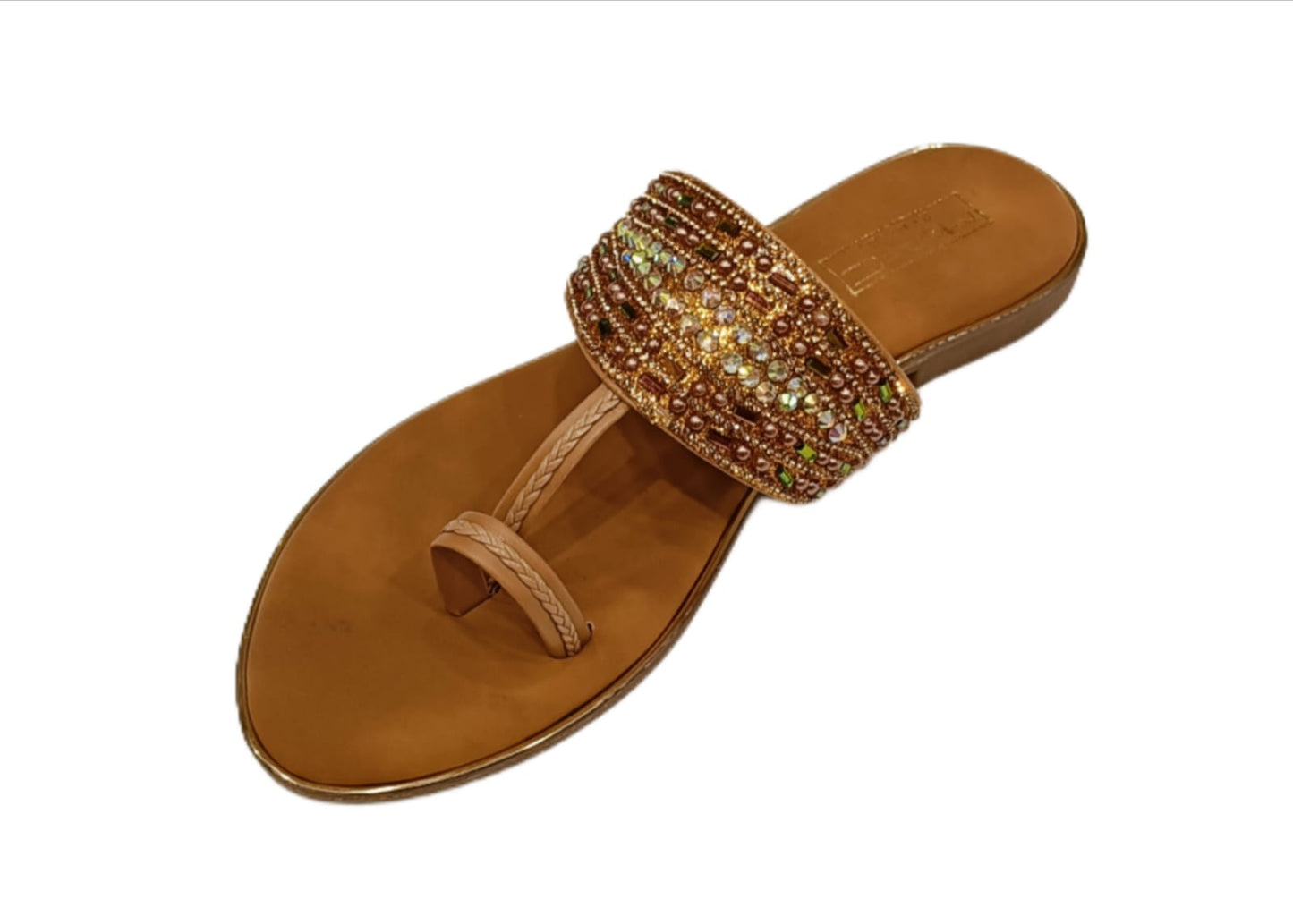 Women’s Embellished Ethnic Kolhapuri Flats with Toe Ring Strap (LC-771)