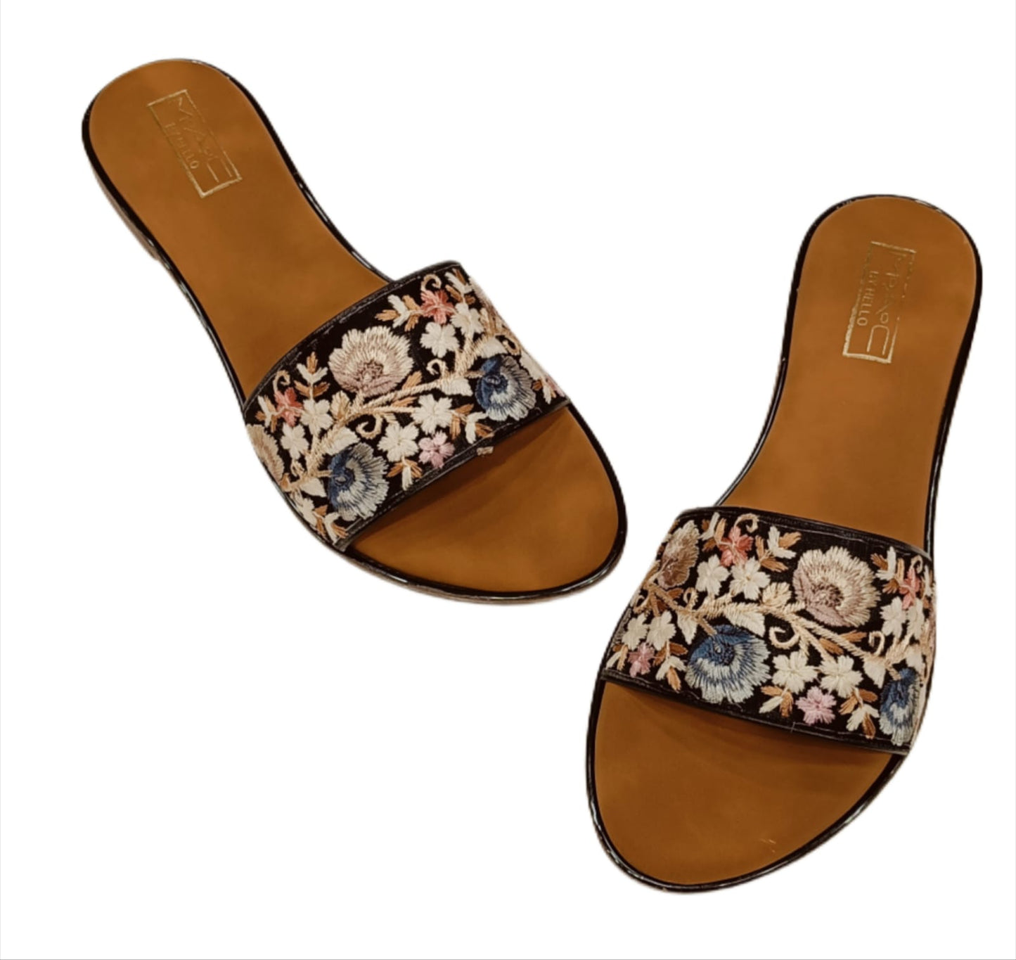 Women’s Embroidered Ethnic Slip-On Flats with Open Toe (LC-741)