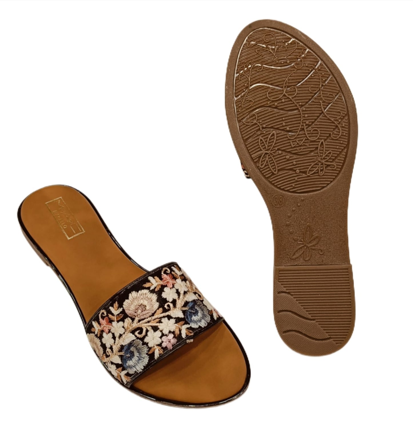 Women’s Embroidered Ethnic Slip-On Flats with Open Toe (LC-741)
