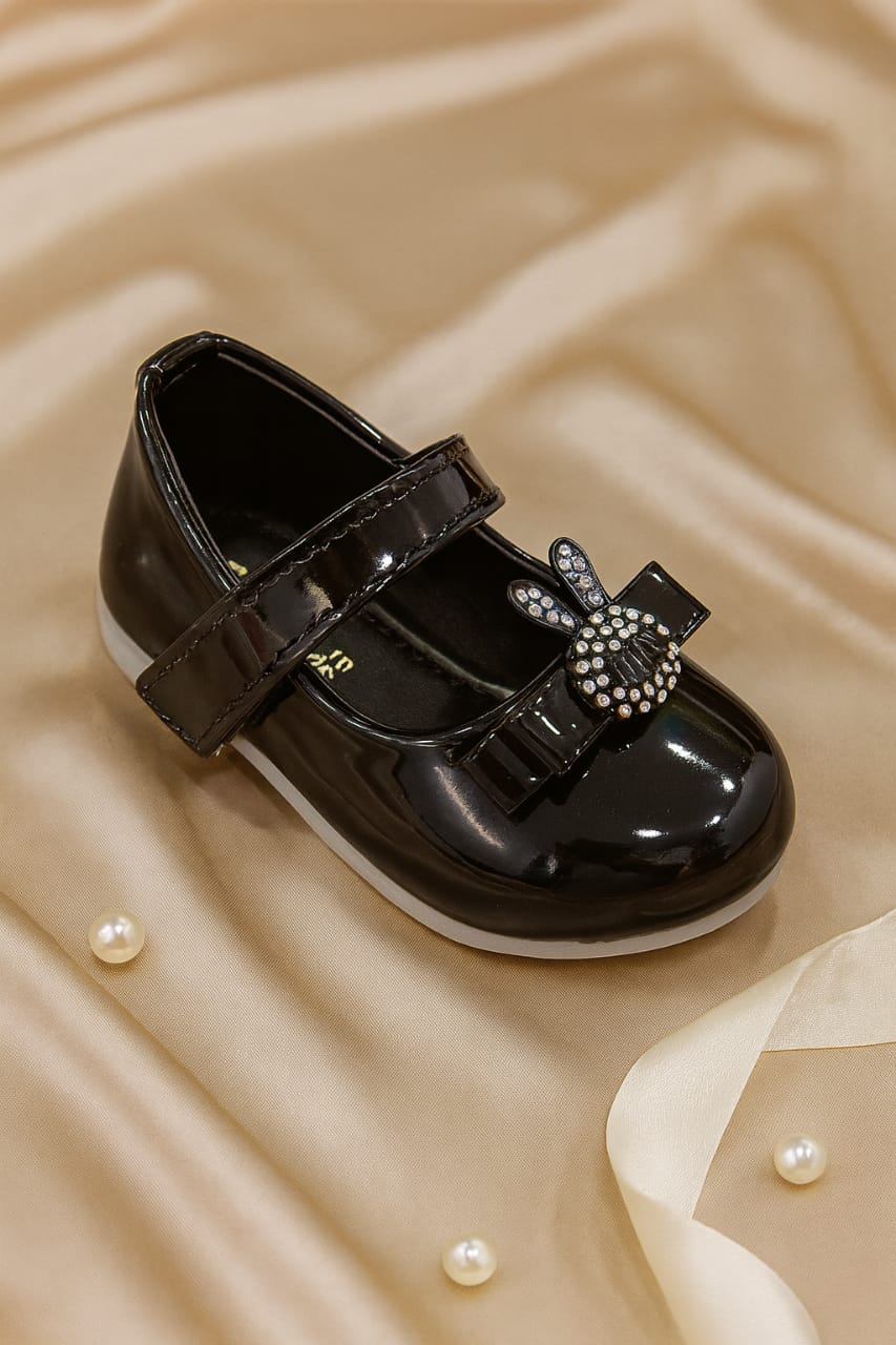 Baby Girls’ Glossy Bunny Embellished Ballerina Shoes (KB-036)