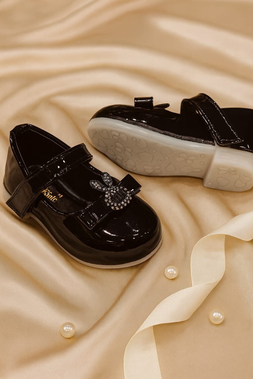 Baby Girls’ Glossy Bunny Embellished Ballerina Shoes (KB-036)