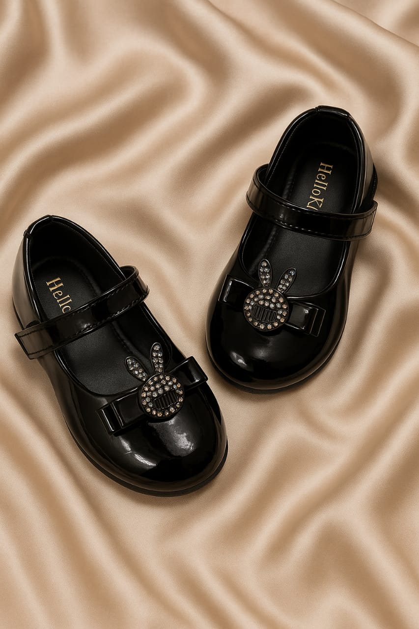 Baby Girls’ Glossy Bunny Embellished Ballerina Shoes (KB-036)