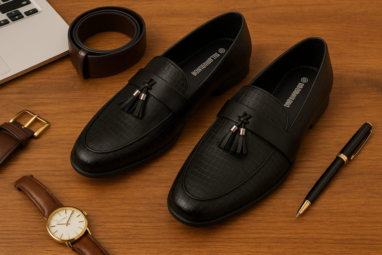 Men’s Premium Leather Tassel Loafers with Croc-Embossed Design (VL-67)