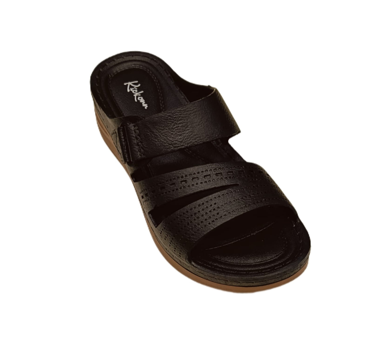 Women’s Comfortable Slip-On Sandals with Perforated Design & Low Wedge Sole – Everyday Casual Footwear (KKN-008)