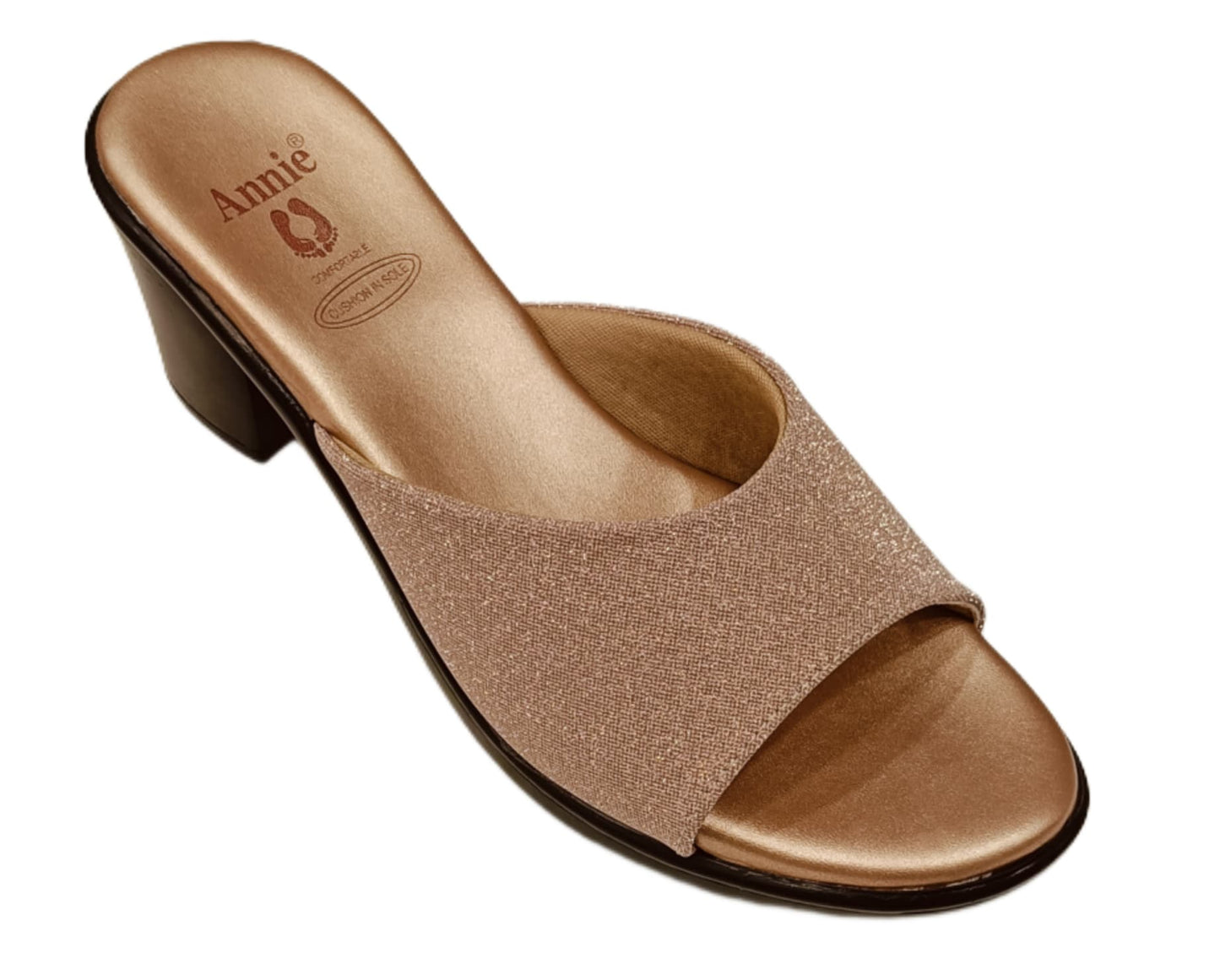 Annie Rose Gold Glitter Block Heels (14037)