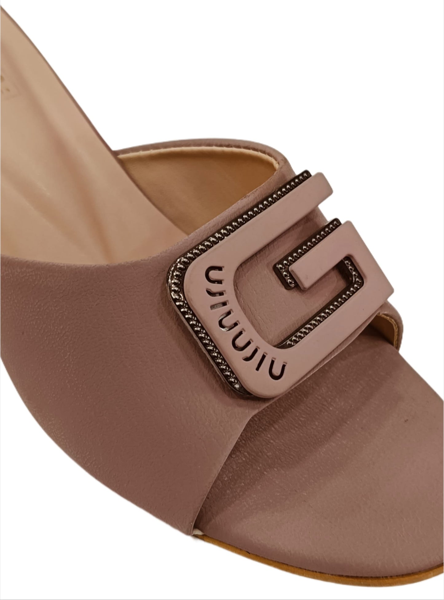 Elegant  Block Heel Mules with Decorative Buckle (Velveera LC-184)