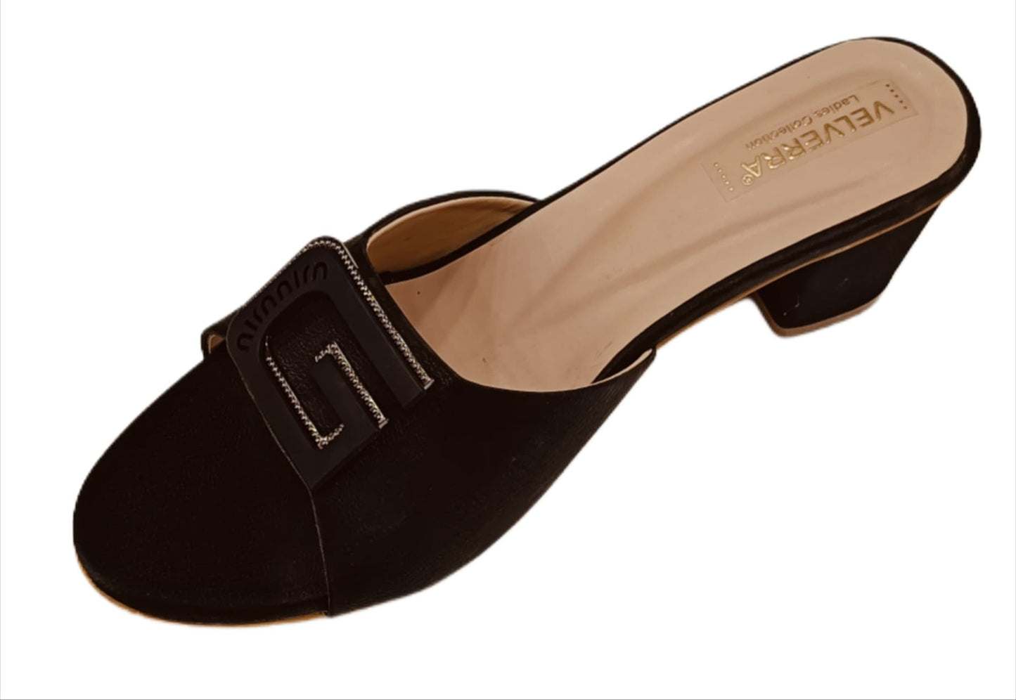 Elegant  Block Heel Mules with Decorative Buckle (Velveera LC-184)