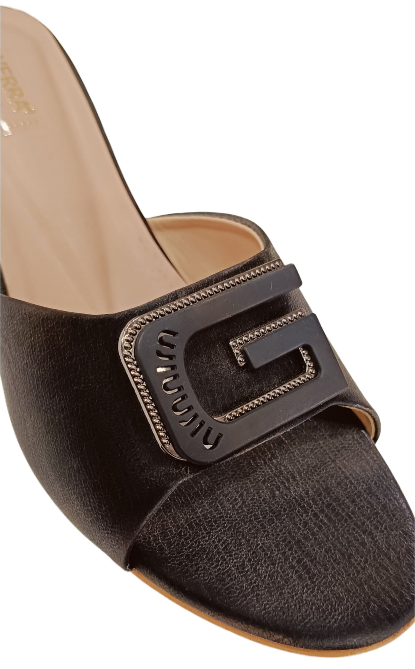 Elegant  Block Heel Mules with Decorative Buckle (Velveera LC-184)