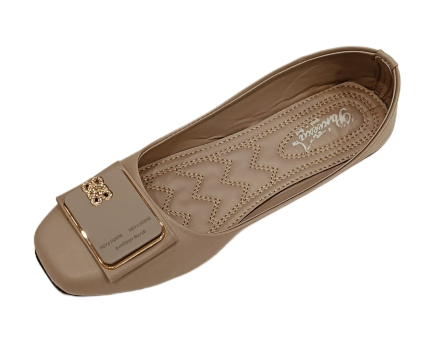 Premium Square Toe Ballerina Flats with Crystal Buckle for Women (LB-2006)