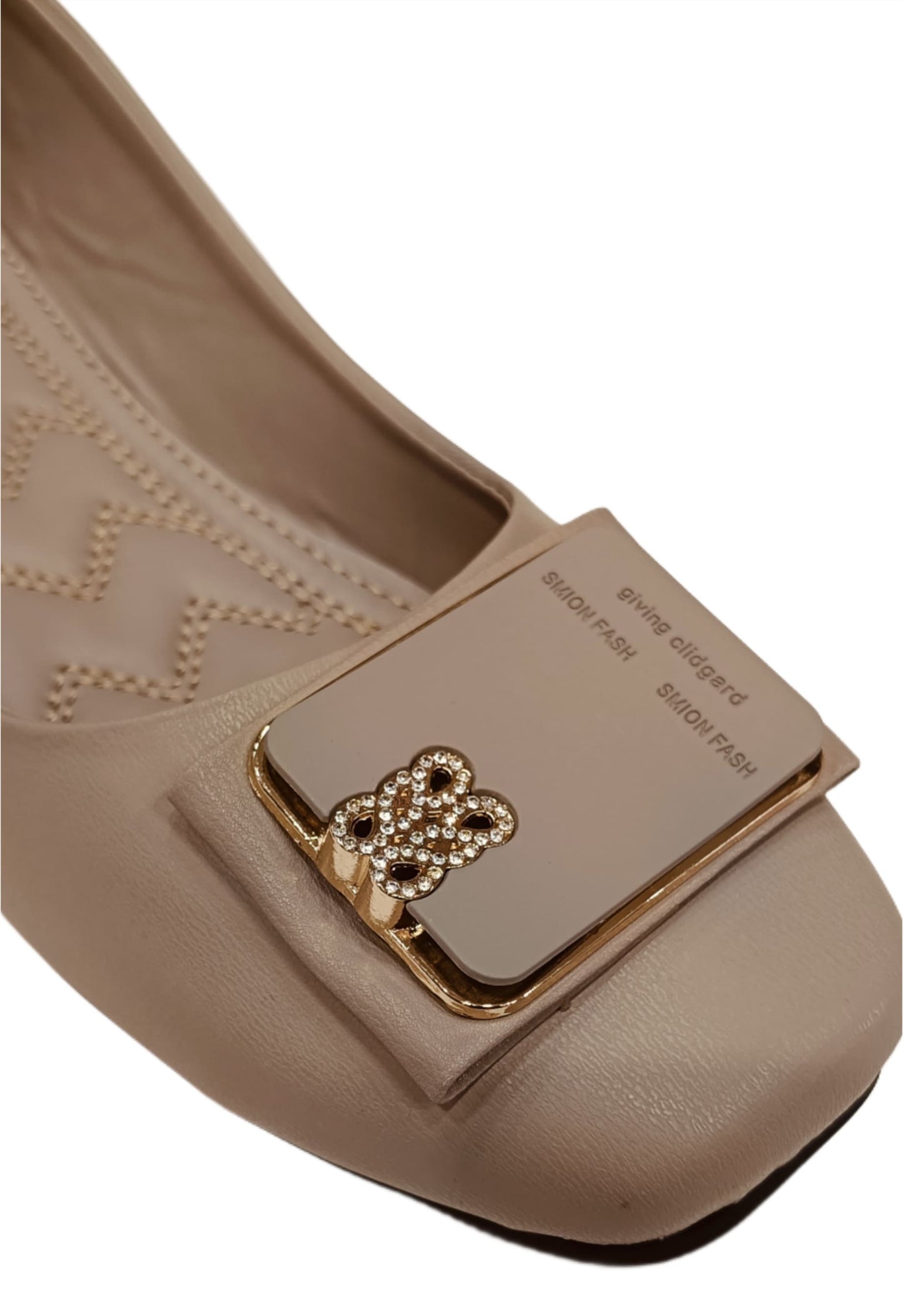 Premium Square Toe Ballerina Flats with Crystal Buckle for Women (LB-2006)