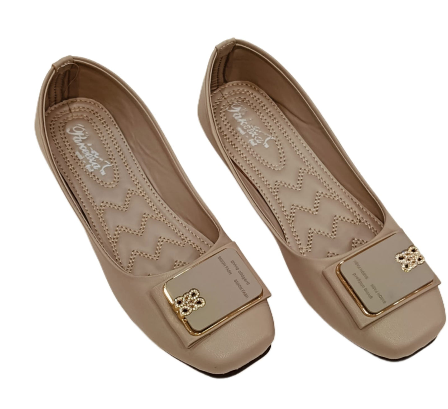 Premium Square Toe Ballerina Flats with Crystal Buckle for Women (LB-2006)