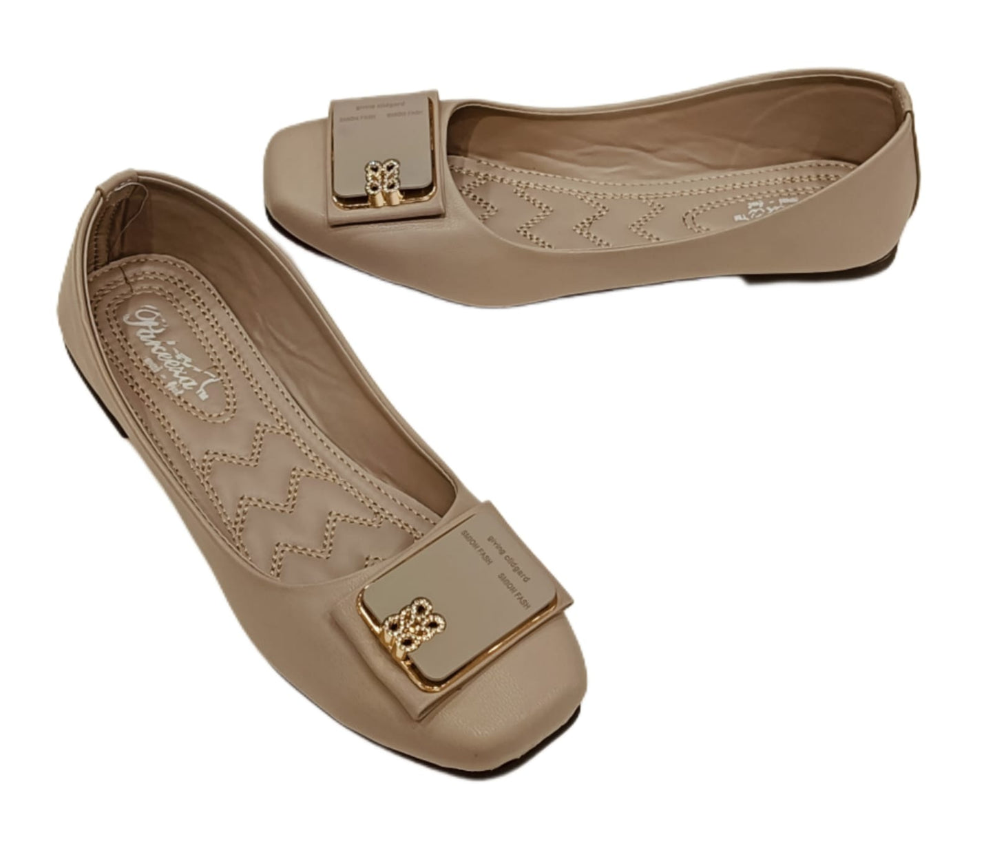 Premium Square Toe Ballerina Flats with Crystal Buckle for Women (LB-2006)