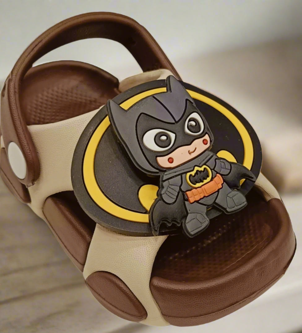 Children's sandal with a Batman character on a white background