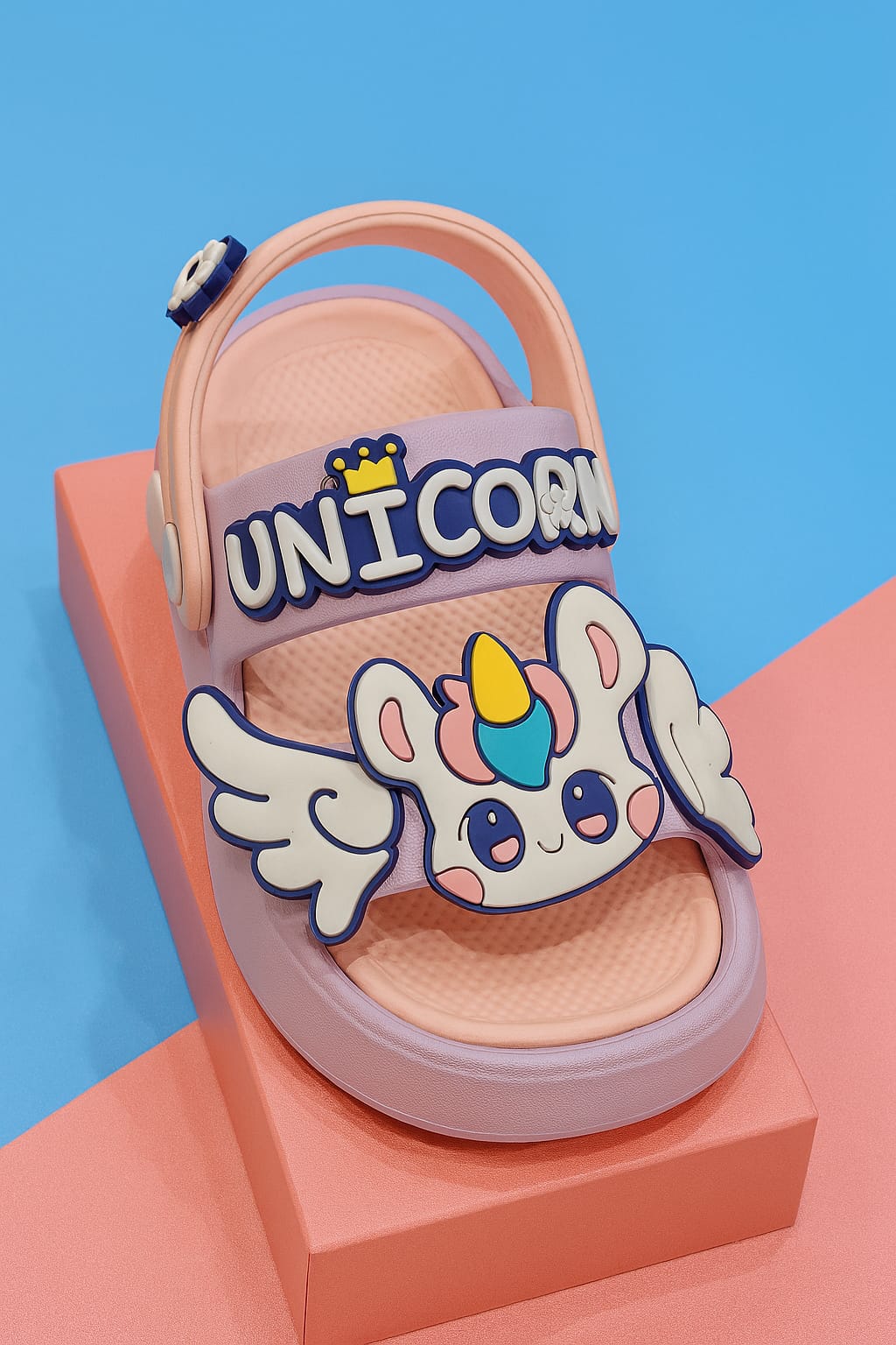 Kids' Unicorn Theme Soft EVA Sandals – Pink/Purple Cartoon Design (KC-RAWAR)