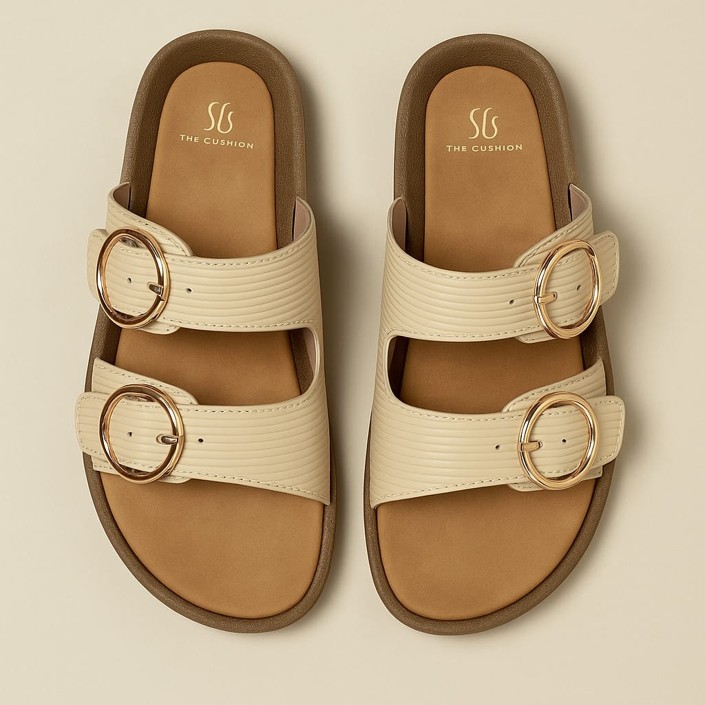 Women’s Double Buckle Comfort Slides – Soft Sole & Chic Design (D1741)