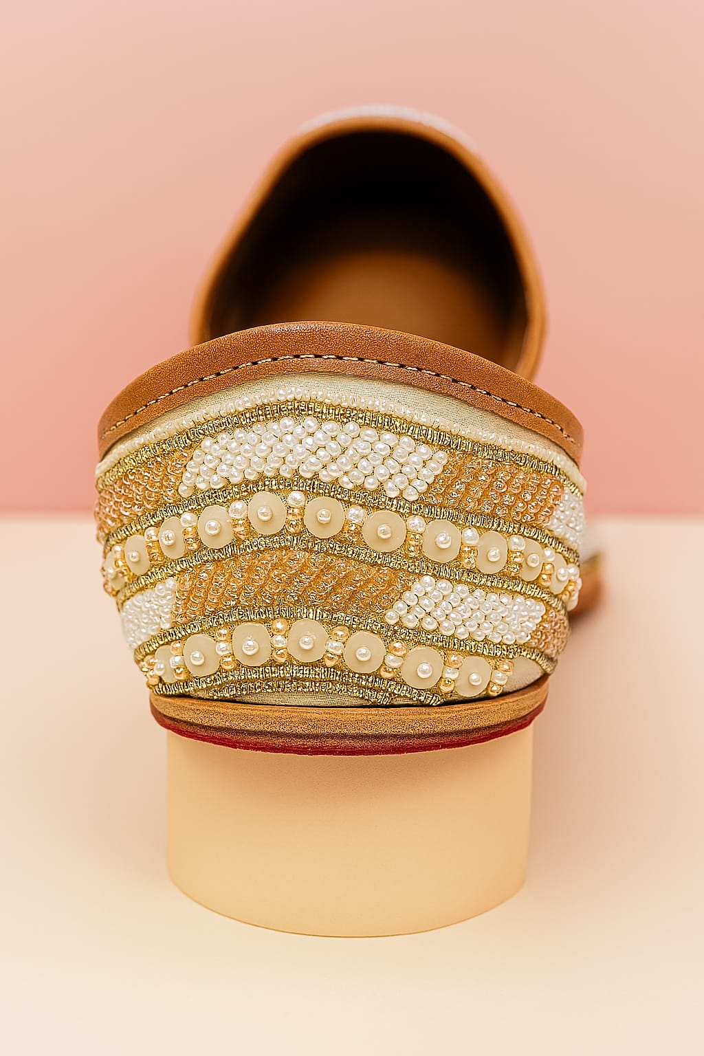 Golden Pearl Radiance – Handcrafted Designer Jutti  (10062)