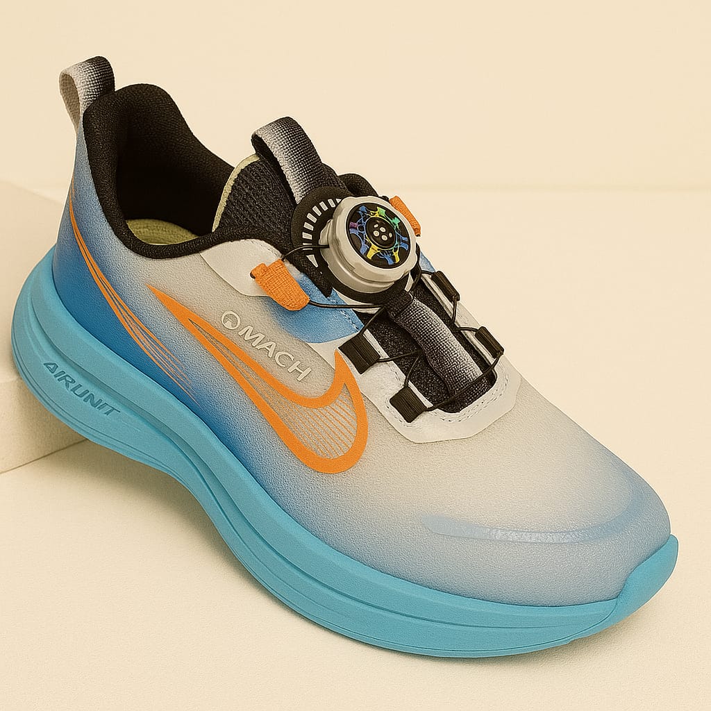 Kids’ Blue & orange Sports Running Shoes with Smart Dial Lock (SS-9908)