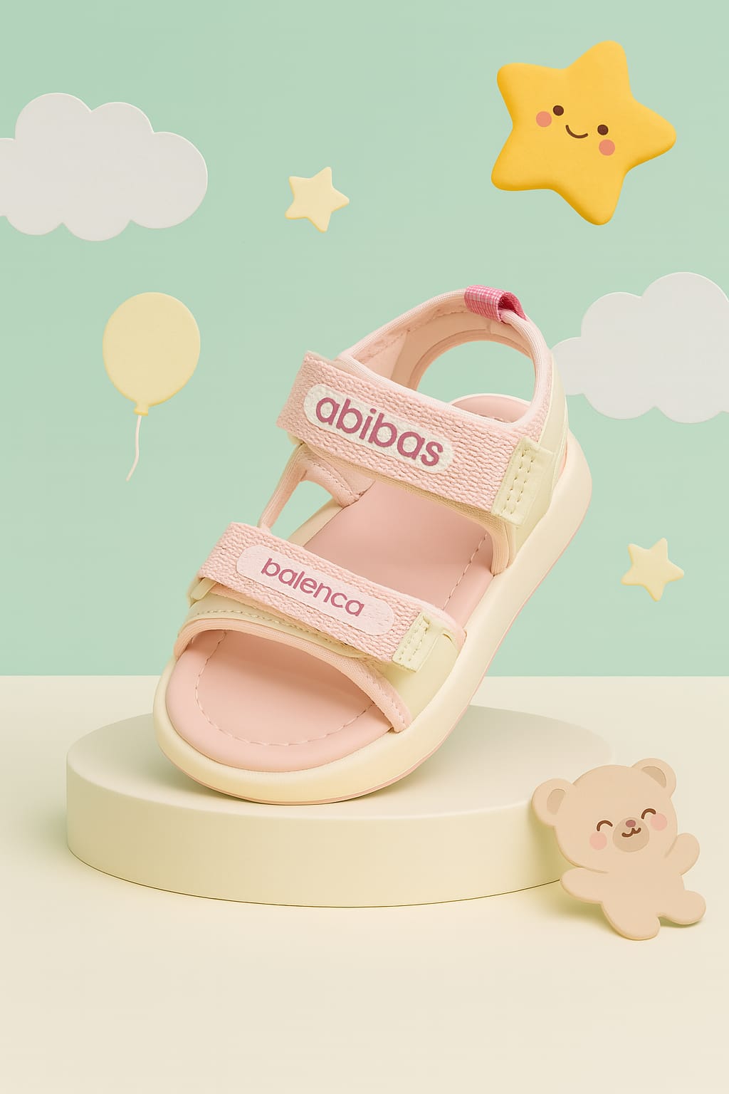 Pink Abibas Balenca Kids Comfort Sandals (KS-YS53)