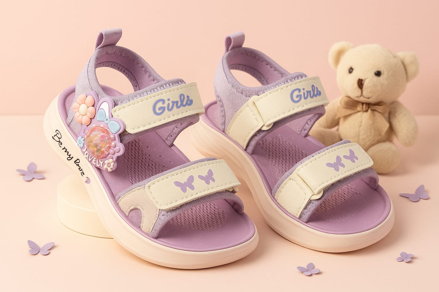 Girls’ Cute Cartoon Design Lightweight Velcro Sandals (KS-3509)