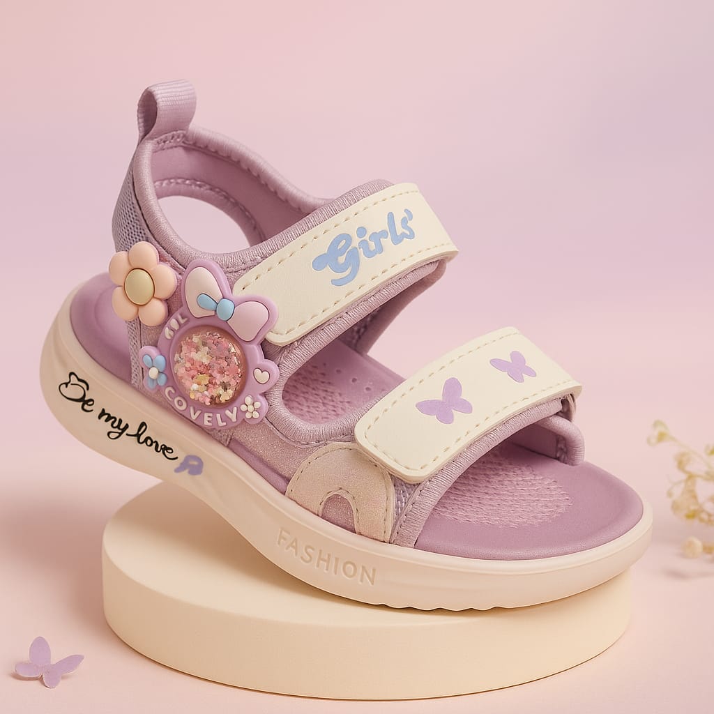 Girls’ Cute Cartoon Design Lightweight Velcro Sandals (KS-3509)