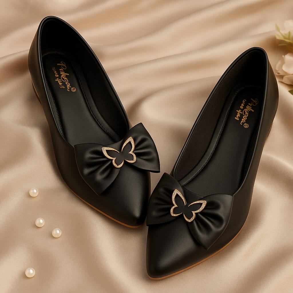 Elegant Butterfly Bow Pointed Toe Flats for Women – Stylish & Comfortable Office and Party Wear (LB-2003)