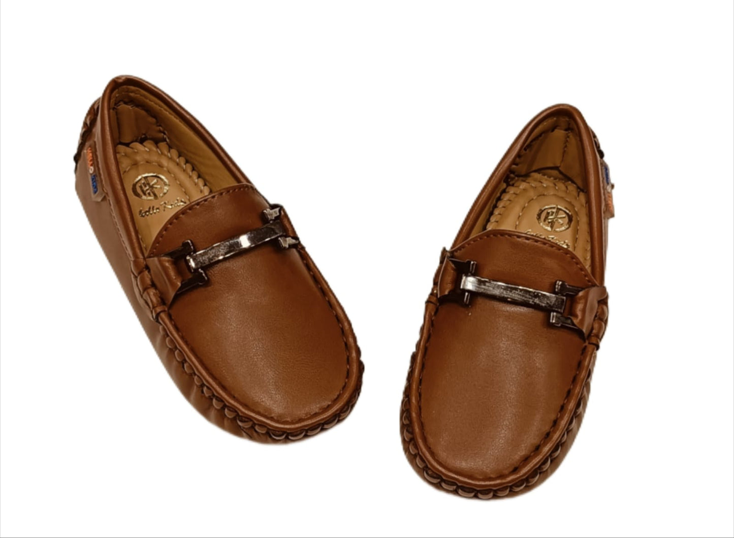 Stylish Kids’ Moccasin Loafers with Metal Bar (KL-018)
